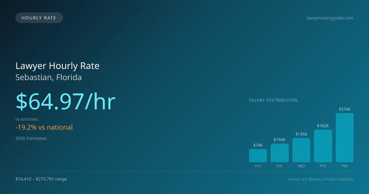 Lawyer Hourly Rate in Sebastian, FL — 2026 est., based on 2025 BLS