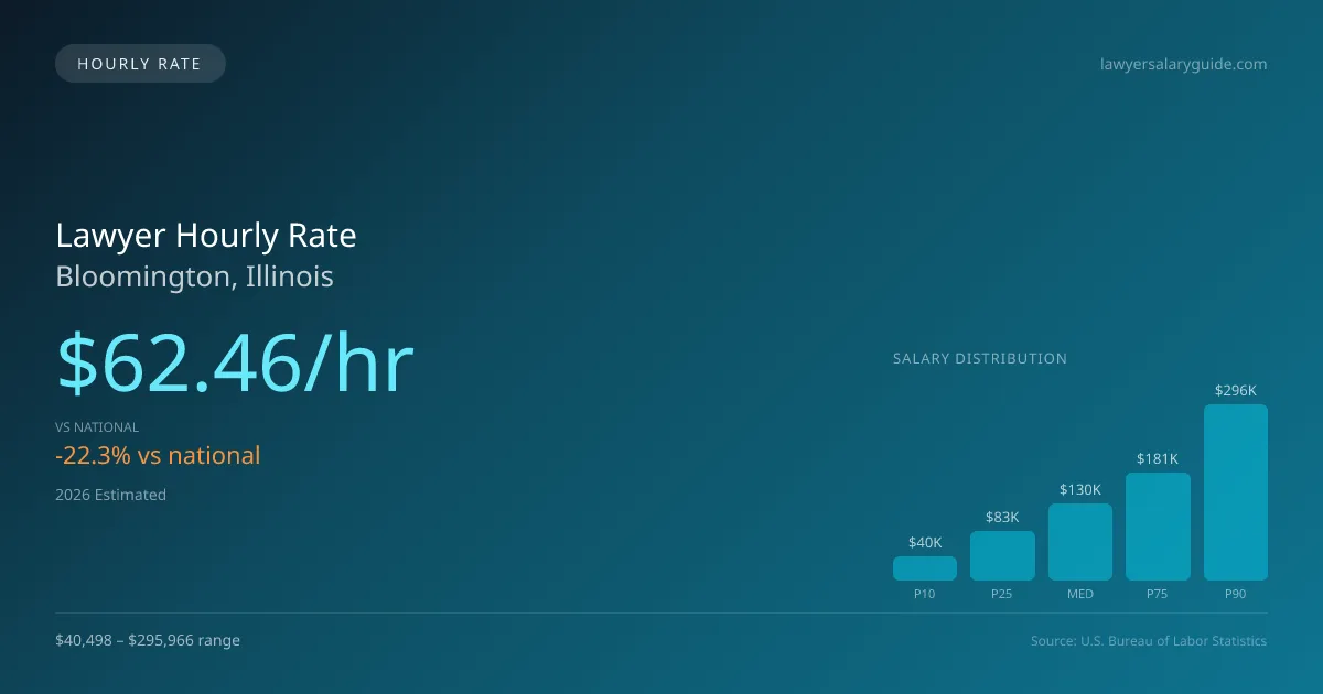 Lawyer Hourly Rate in Bloomington, IL — 2026 est., based on 2025 BLS