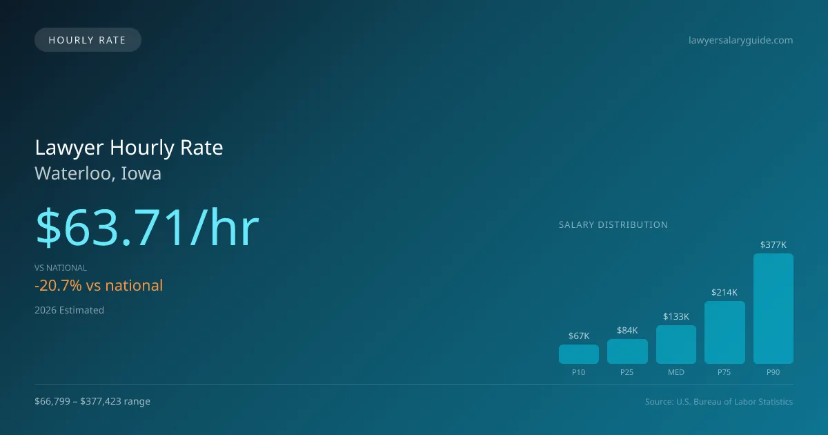 Lawyer Hourly Rate in Waterloo, IA — 2026 est., based on 2025 BLS