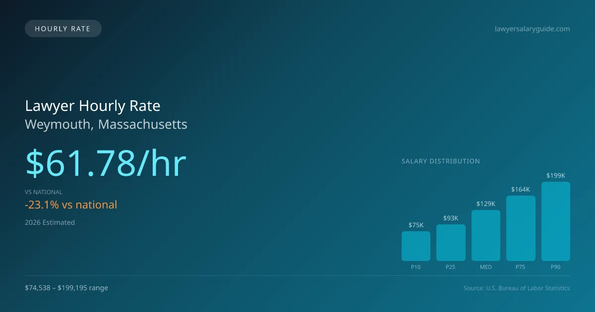 Lawyer Hourly Rate in Weymouth, MA — 2026 est., based on 2025 BLS