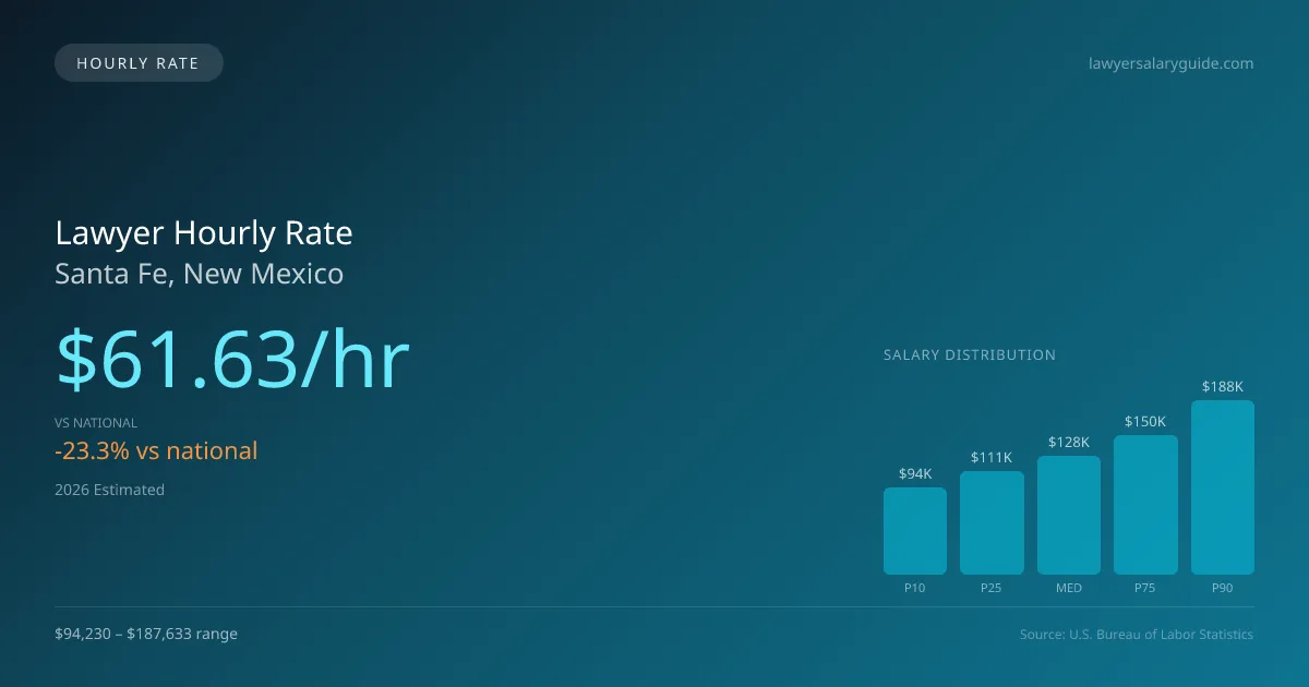 Lawyer Hourly Rate in Santa Fe, NM — 2026 est., based on 2025 BLS