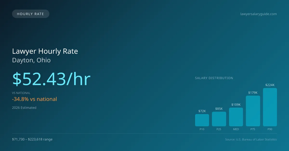 Lawyer Hourly Rate in Dayton, OH — 2026 est., based on 2025 BLS