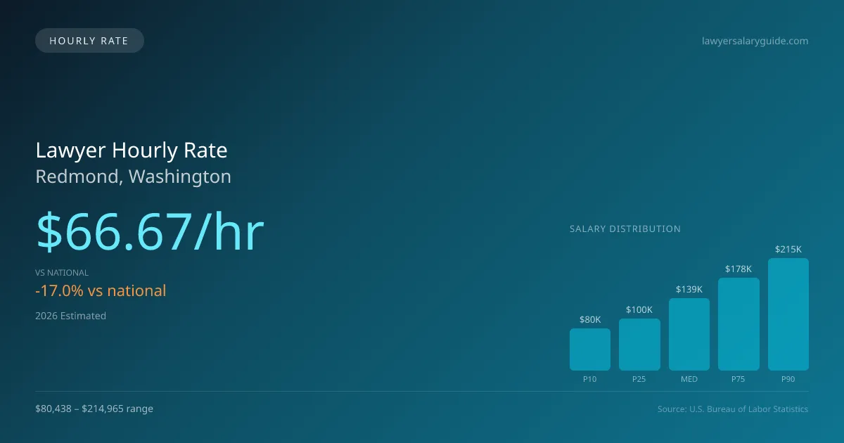 Lawyer Hourly Rate in Redmond, WA — 2026 est., based on 2025 BLS