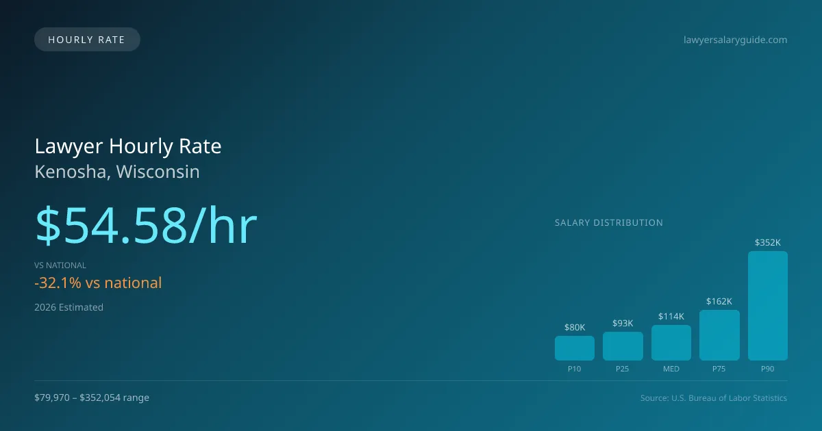 Lawyer Hourly Rate in Kenosha, WI — 2026 est., based on 2025 BLS