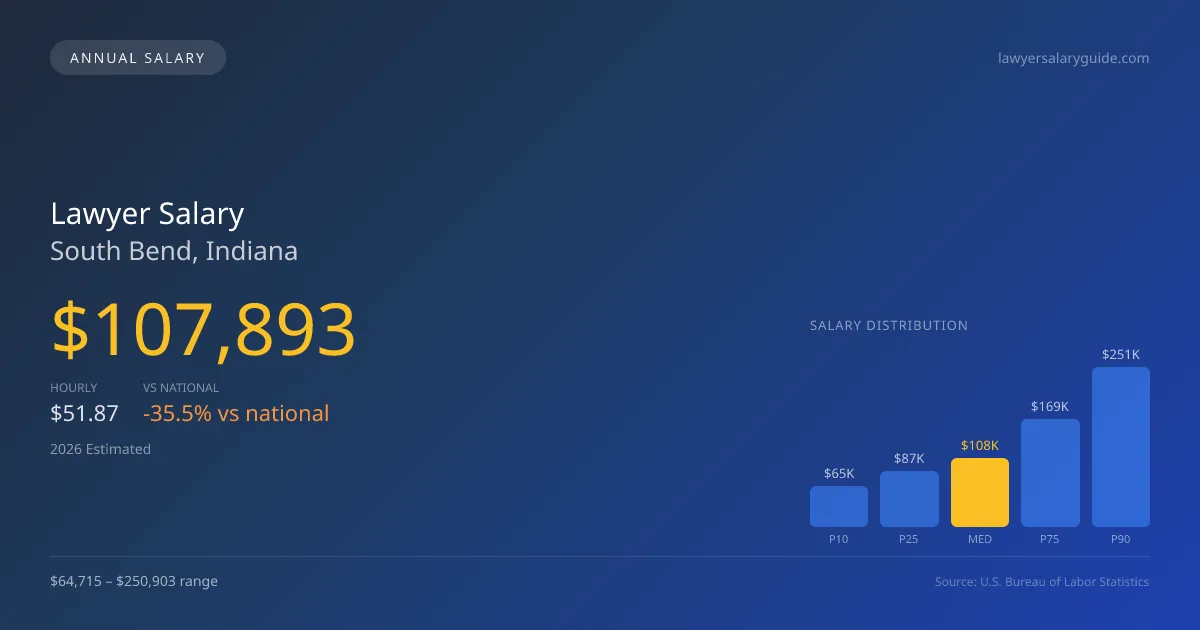 Lawyer Salary in South Bend, IN — 2026 est., based on 2025 BLS