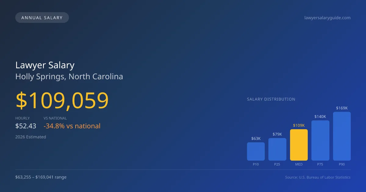 Lawyer Salary in Holly Springs, NC — 2026 est., based on 2025 BLS