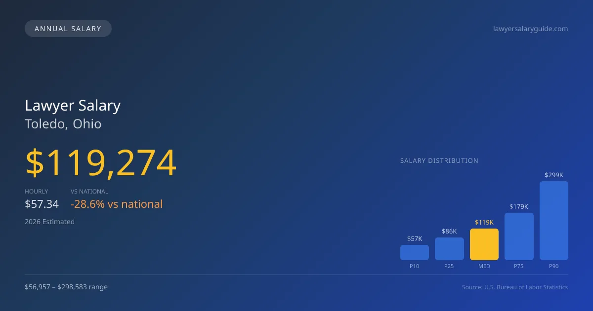 Lawyer Salary in Toledo, OH — 2026 est., based on 2025 BLS
