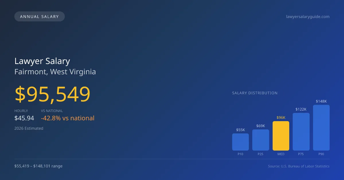 Lawyer Salary in Fairmont, WV — 2026 est., based on 2025 BLS