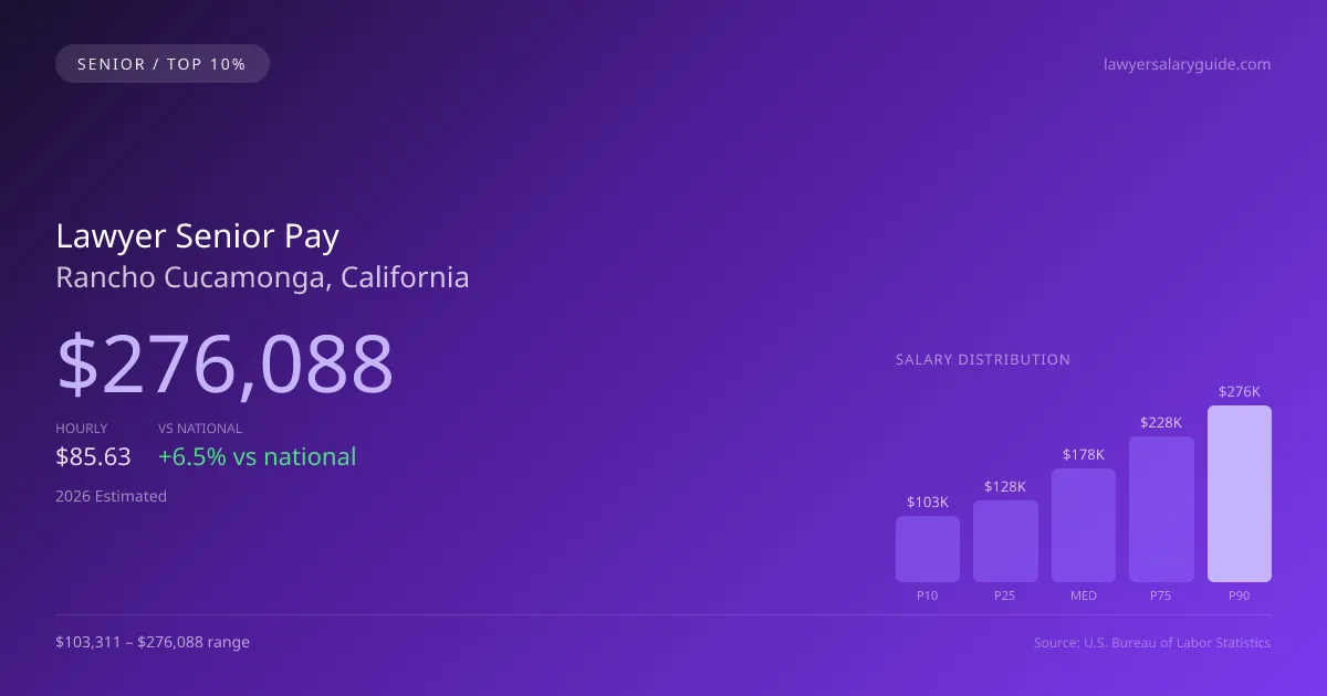 Lawyer Senior Salary in Rancho Cucamonga, CA — 2026 est., based on 2025 BLS